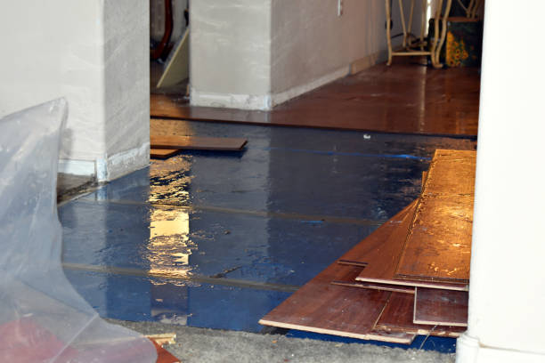 Professional Flood Damage Restoration technician working in Helm, CA